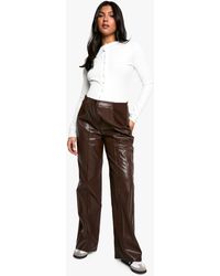 Boohoo - Maternity Over Bump Seam Detail Pu Slim Fit Trouser - Lyst