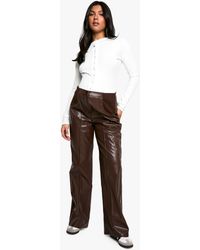 Boohoo - Maternity Over Bump Seam Detail Pu Slim Fit Trouser - Lyst