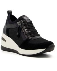 Dune - Ladies Eilin - Wedge Lace-up Trainers Leather - Lyst