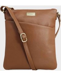 Assots London - 'linby' Tan Pebble Grain Leather Crossbody Sling Bag - Lyst