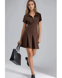 Busem - Crepe Mini-Kleid Mit Knopfverschluss Und Polo-Kragen - Lyst