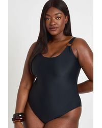 Boohoo - Plus Trim Detail Scoop Neck Swimsuit - Lyst