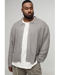 BoohooMAN - Plus Basic Boxy Brushed Knitted Shirt - Lyst