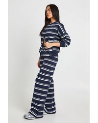 Boohoo - Stripe High Neck Cardigan Sweatshirt - Lyst