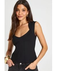 Boohoo - Premium Stretch Contour Plunge Corset Top - Lyst