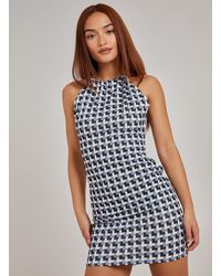Pink Vanilla - Geometric Print Halterneck Mini Dress - Lyst