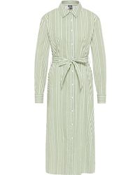 Dreimaster - Overhemd Blouse Jurk Dames Gebroken Wit Licht Olijfgroen - Lyst