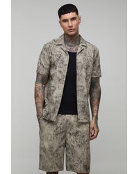 BoohooMAN - Tall Bleach Wash Textured Regular Fit Shirt - Lyst