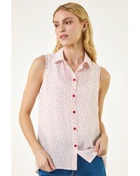 Roman - Polka Dot Button Blouse - Lyst