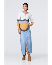 Izabel London - Colour Block Zip Detail V-Neck Jumper - Lyst