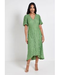 Wallis - Petite Lace Drop Hem Midi Dress - Lyst