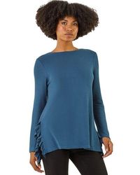 Roman - Soft Touch Side Ruffle Top - Lyst