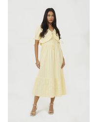 Brave Soul - Puff Sleeve Maxi Dress With Tie And Ruffle Details - Lyst