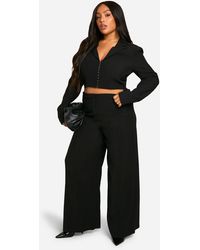Boohoo - Plus Seam Detail Wide Leg Tailored Trouser - Lyst
