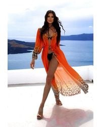 Msn-Collection - Printed Maxi Chiffon Belted Cover-Up - Lyst