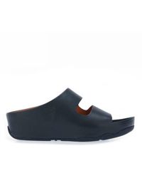 Fitflop - Womenss Fit Flop Shuv Two Bar Leather Slide Sandals - Lyst