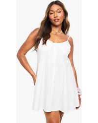 Boohoo - Plus Button Down Smock Dress - Lyst
