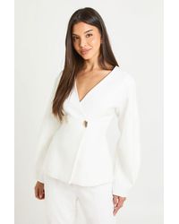 Boohoo - Trim Barrel Sleeve Blazer - Lyst