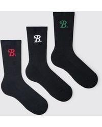BoohooMAN - 3 Pack B Jacquard Crew Socks - Lyst
