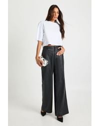 Boohoo - Tall Faux Leather Wide Leg Trouser - Lyst