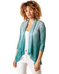 Roman - Ombre Metallic Plisse Chiffon Kimono - Lyst