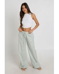 Boohoo - Broderie Low Rise Wide Leg Trouser - Lyst