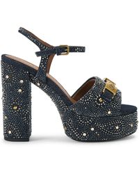 Kurt Geiger - Denim Kingsley Platform Sandals - Lyst