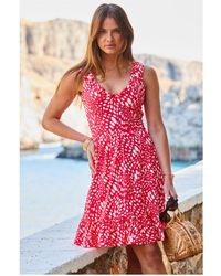 Sosandar - Spot Print Ruffle Hem Fit & Flare Jersey Dress - Lyst