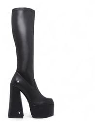 Windsor Smith - Windsorsmith Dames Zwarte Kniehoge Sokken Platform Goth Hak Laarzen - Lyst