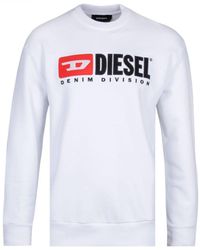 DIESEL - S-crew-division Logo White Sweatshirt - Lyst