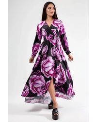 Msn-Collection - Floral Tie Detail Midi Dress - Lyst