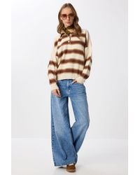 Happiness İstanbul - Striped Sweater With Polo Collar - Lyst