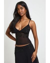 Boohoo - Beaded Sequin Tie Back Cami - Lyst