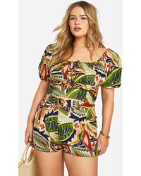 Boohoo - Plus Linen Feel Paisley Print Pleat Front Short - Lyst
