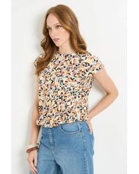 Wallis - Abstract Jersey Hem Crew Neck Top - Lyst