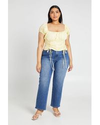 Boohoo - Plus Button Down Puff Sleeve Top - Lyst