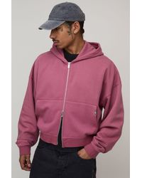 BoohooMAN - Essential Washed Shrunken Boxy Zip Through Hoodie - Lyst
