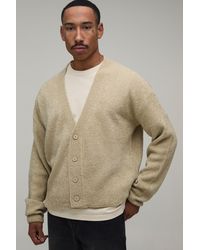 BoohooMAN - Relaxed Boxy Boucle Knitted Cardigan - Lyst