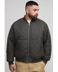 BoohooMAN - Plus Quilted Carpenter Pocket Regular Fit Bomber Jacket - Lyst