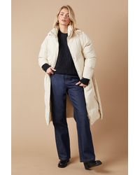 Oasis - Belted Midi Padded Funnel Neck Coat - Lyst