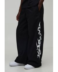 BoohooMAN - Parachute Fit Embroidered Cyber Side Seam Trousers - Lyst