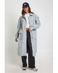 Boohoo - Utility Cinched Waist Lightweight Trench Jacket - Lyst