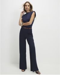 River Island - Straight Leg Trousers Belted - Lyst