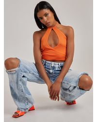 Pink Vanilla - Ribbed Halterneck Crop Top - Lyst