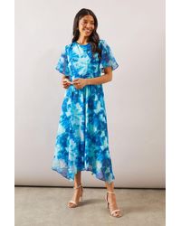 Wallis - Abstract Chiffon Twist Front Midi Dress - Lyst