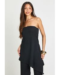 Boohoo - Plisse Longline Bandeau Asym Hem Top - Lyst