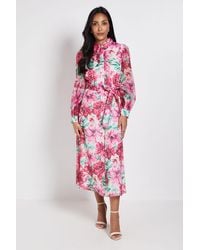 Wallis - Petite Floral Organza Shirt Midi Dress - Lyst