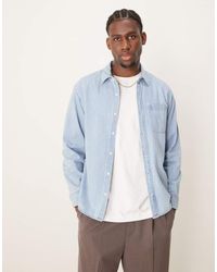 Abercrombie & Fitch - Long Sleeve Cropped Western Denim Shirt - Lyst
