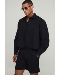 BoohooMAN - Cropped Boxy Oversized Shirt & Baggy Short Set - Lyst