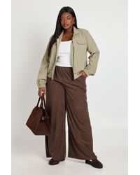 Boohoo - Plus Cord Wide Leg Trouser - Lyst